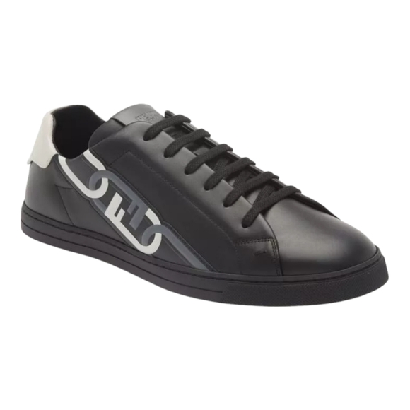Fendi O'Lock Overlay FF-Logo Link Low Top Sneakers Mens Nero/Black Size US 9 NIB - Picture 1 of 13